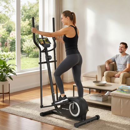 Elliptical Cross Trainer for Home, Quiet Magnetic Elliptical Machine with Bluetooth, App Compatible, 8-Level Resistance
