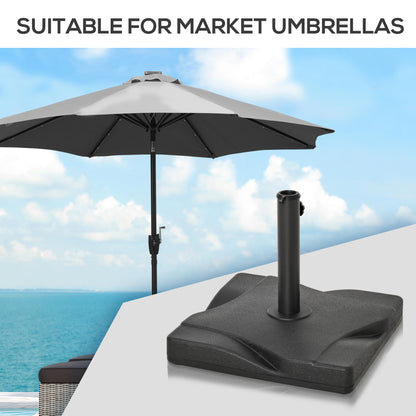 20kg Square Parasol Base Outdoor Garden Cement Umbrella Weight Stand Holder, Fits Φ32mm,Φ38mm,Φ48mm Pole - Black