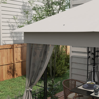 3 x 3m Steel Frame Double Roof Garden Gazebo - Light Grey