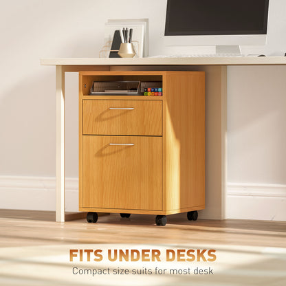 Filing Cabinet, Mobile File Cabinet with 2 Lockable Drawers, Office Home Organiser on Wheels for A4