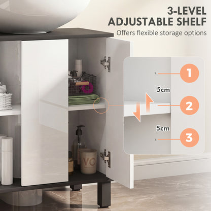 Modern Under-Sink Bathroom Cabinet - High Gloss White