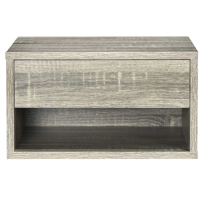 Floating Bedside Tables Set of 2, Wall Mounted Nightstand, Grey Wood Effect