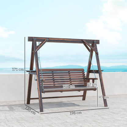 Three-Seater Wooden Swing Bench