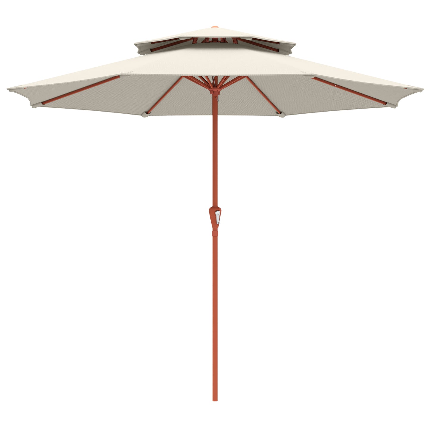 2.7 m Garden Parasol with Double Top Outdoor Market Table Umbrella with Crank System, Cream White