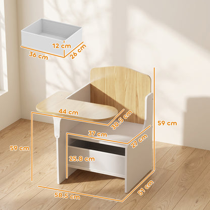 Kids Table and Chair Set, Children Desk and Chair with Storage Bins for Playing, Reading, Painting, for Ages 3-5, White