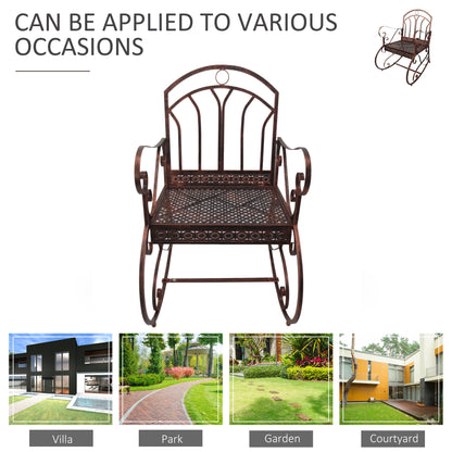 Metal Single Chair 1 Seater Garden Outdoor Rocking Chair Vintage Style Bronze