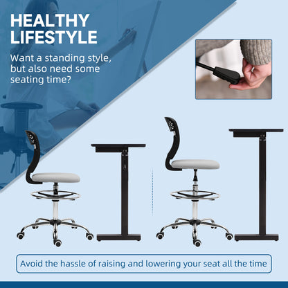 68-88cm Draughtsman Office Chair, with Wheels - Light Grey