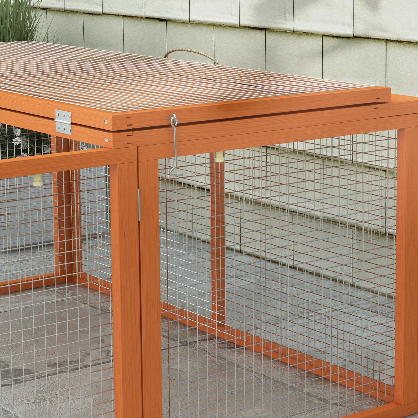 Wooden Folding Rabbit Hutch, for 2-3 Rabbits - Orange