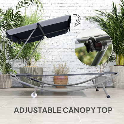 Double Outdoor Bed, with Canopy - Light Grey