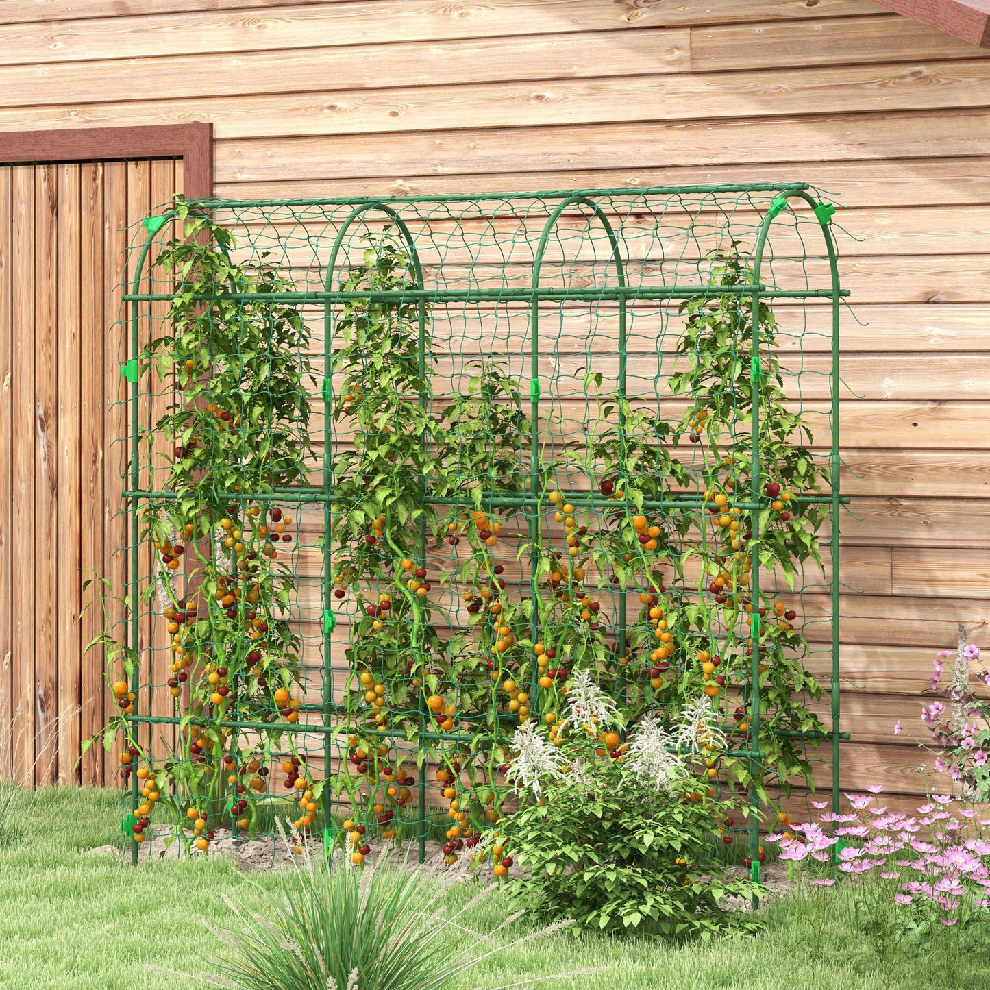 183 cm Tall Metal Garden Trellis, Arch Trellis for Climbing Plants Outdoor with Climbing Net