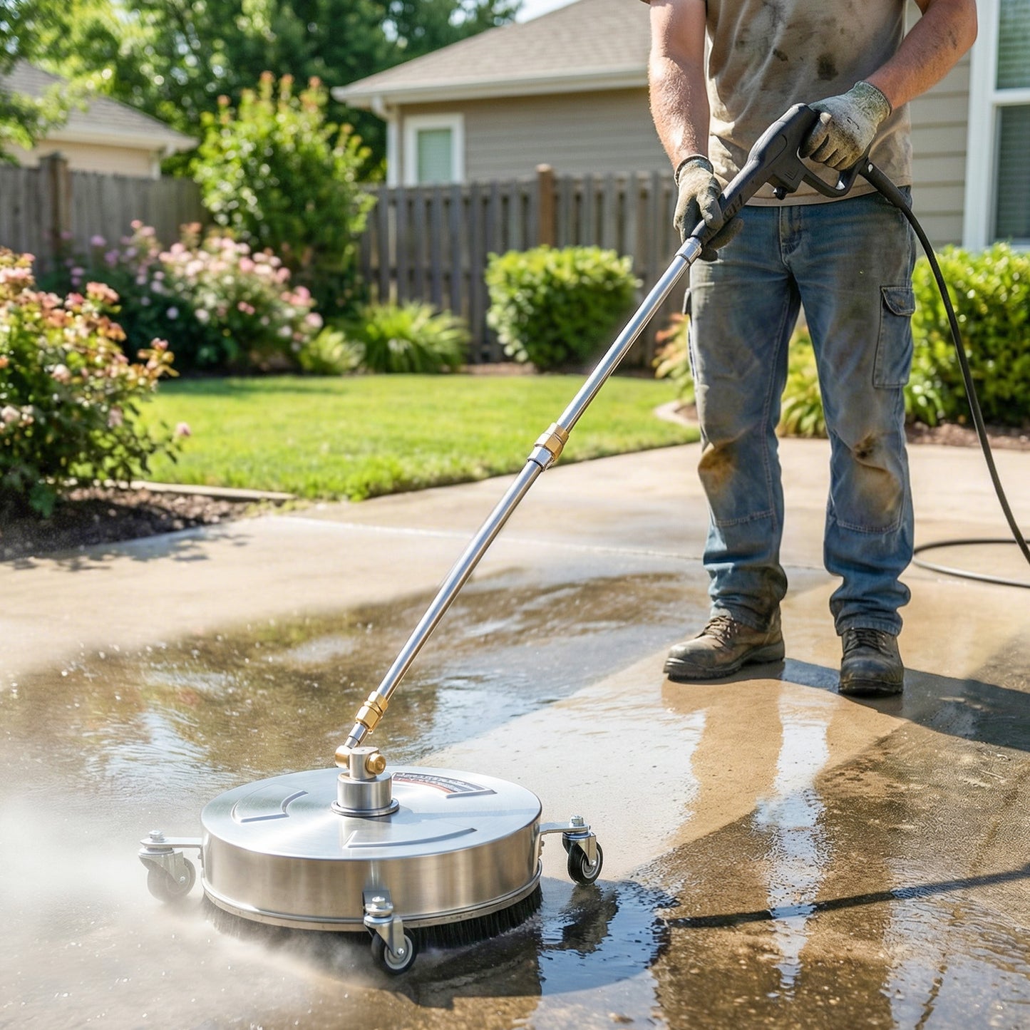Pressure Washer Surface Cleaner 3600 PSI Power Washer Rotary Surface Cleaner with 4 Wheels for Driveways