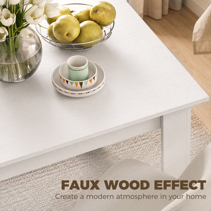 Square Dining Table, Modern Small Dining Table with Wood Effect, Space Saving, Non-slip Foot Pads, White