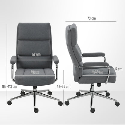 Executive Office Chair, Linen Fabric Computer Desk Chair with Double-Layer Back Cushion, Rocking Function