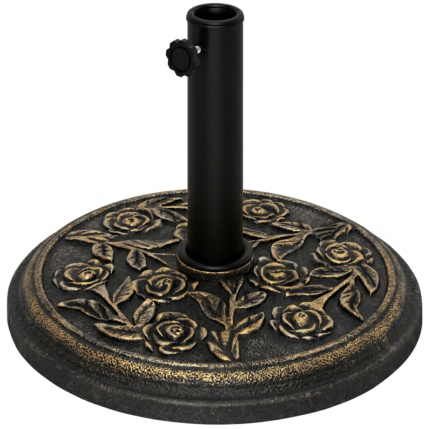 9kg Garden Parasol Base, Round Resin Cast Iron Effect Sun Umbrella Base