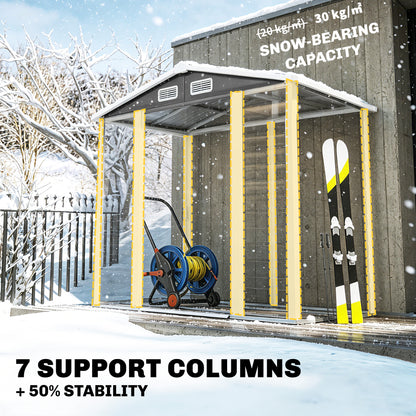 7 x 4ft Garden Shed, Easy to Assemble, Upgraded Galvanised Steel Frame with Foundation Kit, Double Doors with Lock