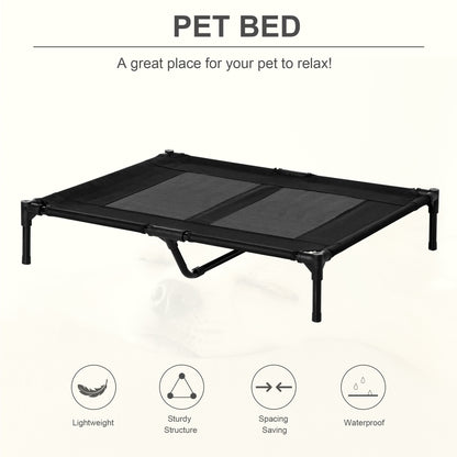 Large Raised Dog Bed Cat Elevated Lifted Cooling Portable Camping Basket Outdoor Indoor Mesh Pet Cot Metal Frame Black