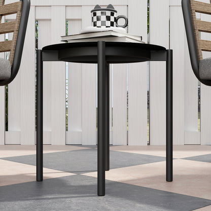 3 Pieces Rattan Bistro Set with Washable Seat and Back Cushions, Glass Top Coffee Table, for Outdoor, Patio, Black