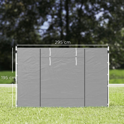 Gazebo Side Panels, 2 Pack Sides Replacement, for 3x3(m) or 3x6m Pop Up Gazebo, with Windows and Doors, Light Grey