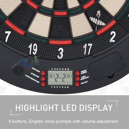 Electronic Dartboard Set 26 Games and 185 Variations with 6 Darts and Cabinet to Stroage Multi-Game Option Ready-to-Play