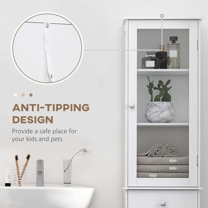 Slim Freestanding Bathroom Storage Cabinet – White