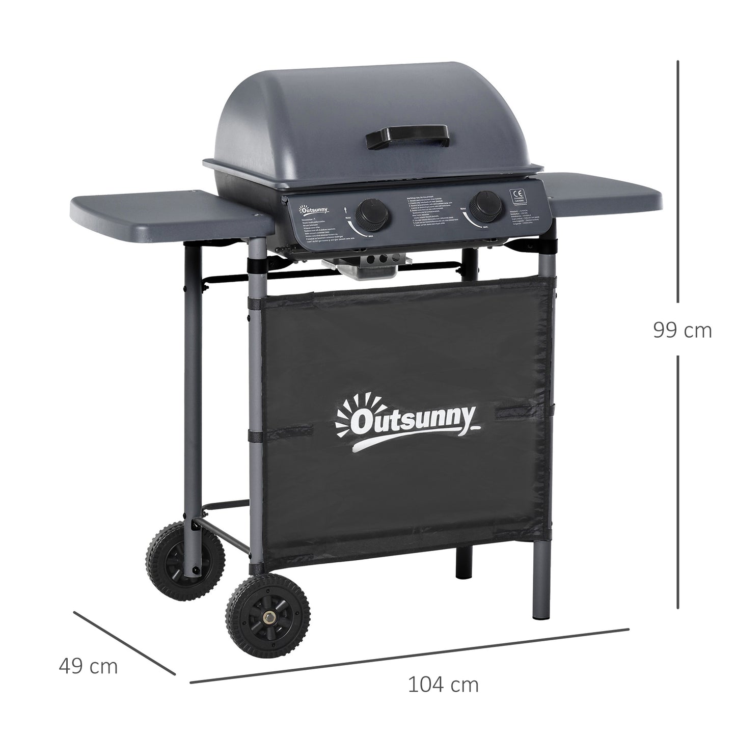 2 x 2.8kW Burner Gas BBQ - Grey