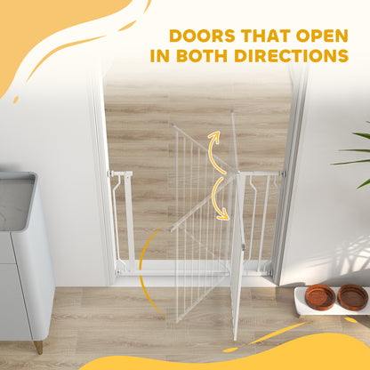 Wide Dog Safety Gate, with Door Pressure, for Doorways, Hallways, Staircases - White