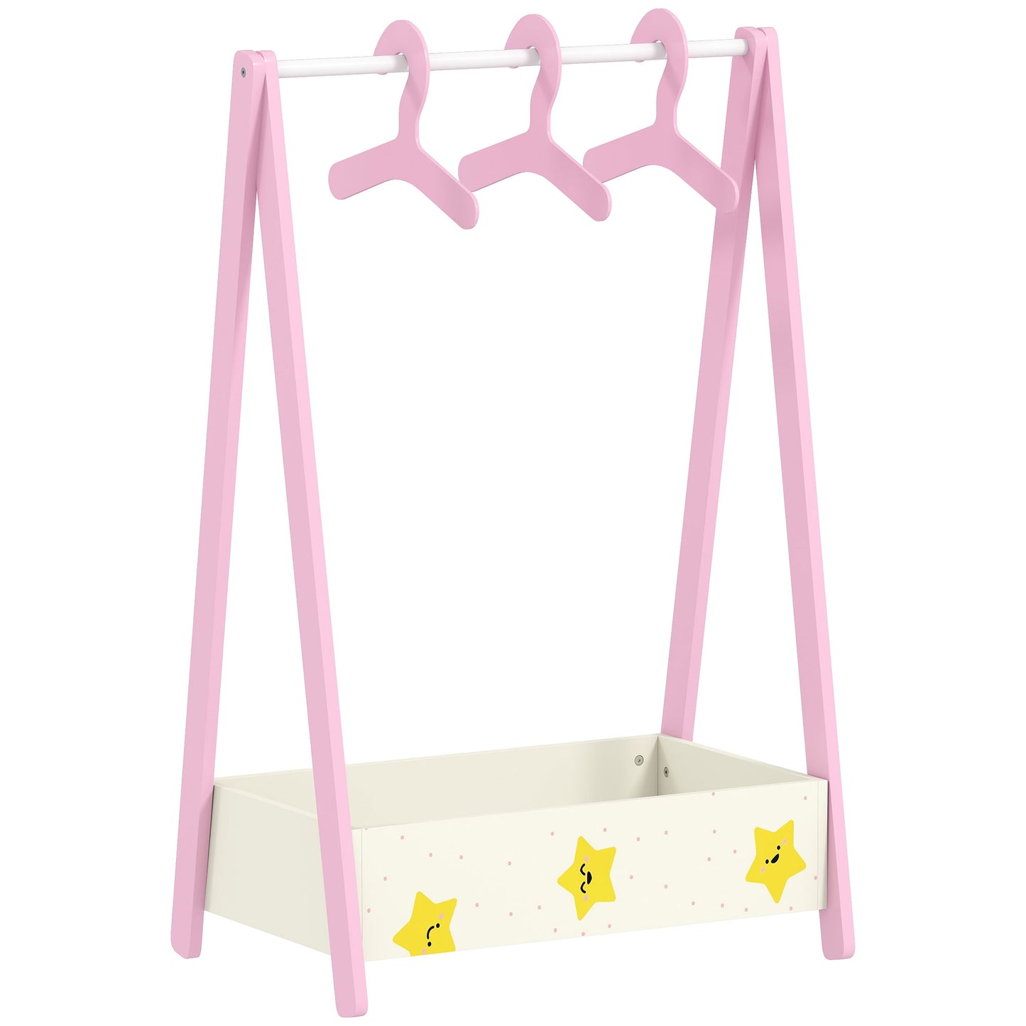 Baby Clothing Rack with Hangers, Storage Shelf for Bedroom, Star Theme, for Ages 3-6, Pink