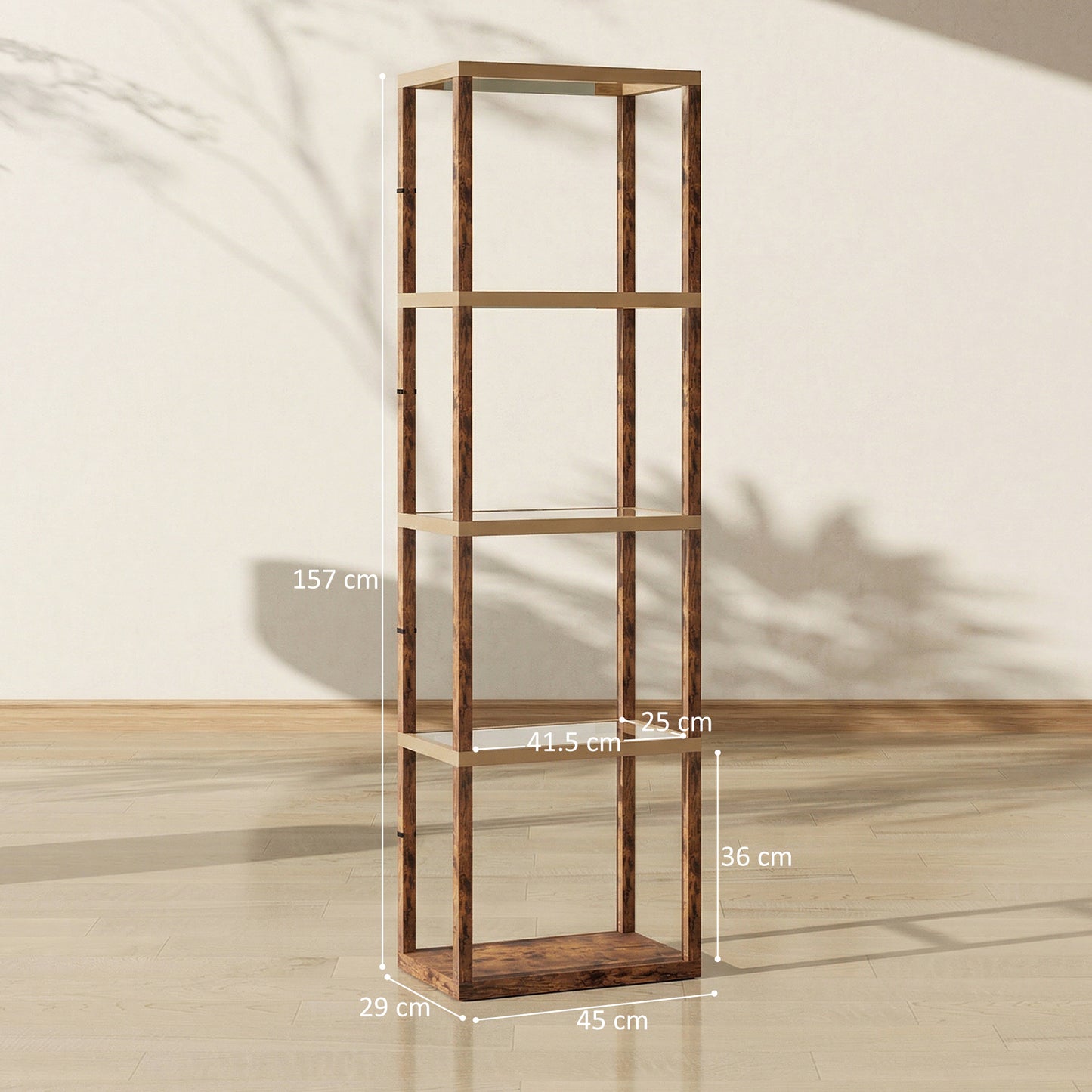 Four-Shelf Floor Lamp - Rustic Brown