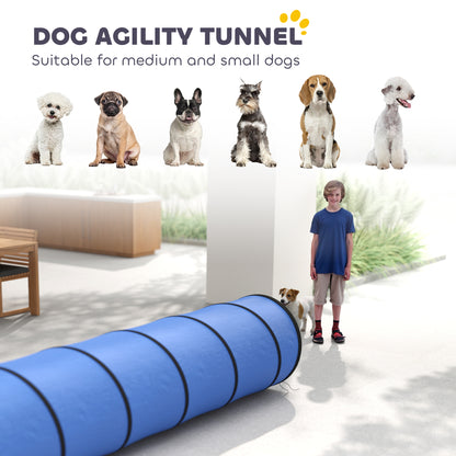 Dog Tunnel, 300 x 50 cm, Foldable Play Tunnel with 4 Pegs and Bag, Tear-Resistant Outdoor Dog Agility Equipment, Blue