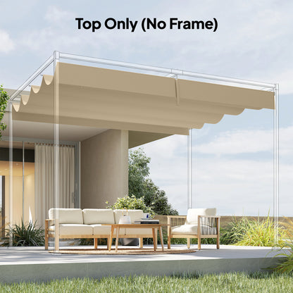 Retractable Pergola Canopy Only, 3.92 x 3.5 m, UV30+ Replacement Canopy Cover for 4 x 3 m Pergola, Khaki