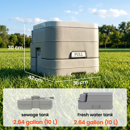 10L Plastic Portable Toilet - Grey