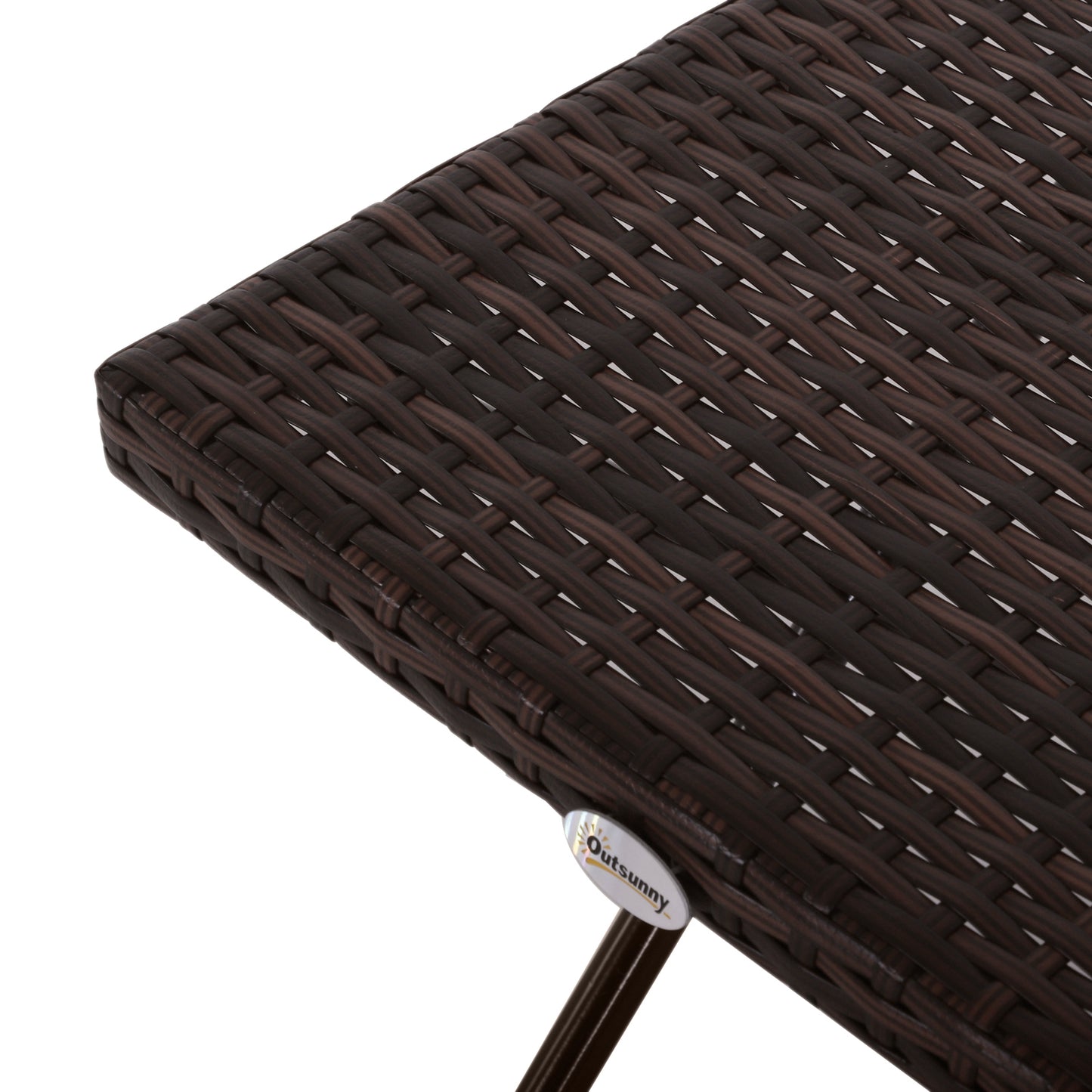 Folding Garden Coffee Table, Wicker Outdoor Bistro Side Table with PE Rattan Top for Patio, Balcony, Porch, 40 x 40 x 40 cm
