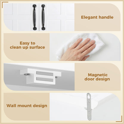 Bathroom Wall Cabinet, Medicine Cabinet, Kitchen Cupboard with 2 Doors and Adjustable Shelf, White