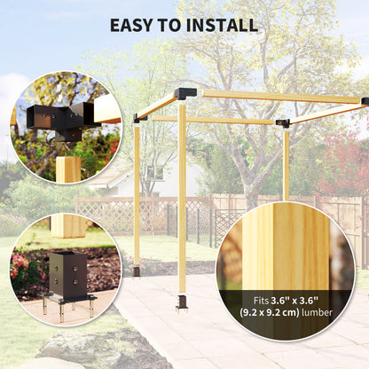 Pergola Kit, DIY Pergola Brackets with 3-Way Pergola Corner Brackets and Post Base for 92mm Lumber