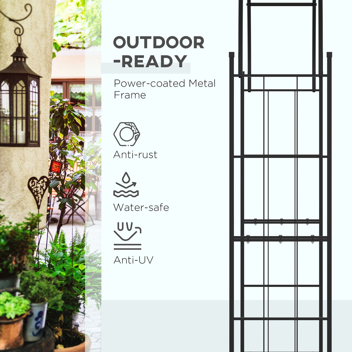 223cm Garden Arch Trellis, Outdoor Wedding Arbor for Ceremony for Climbing Roses, Vines and Plants