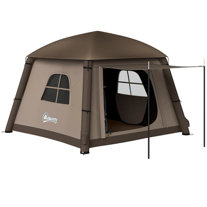 Blow Up Tent w/ Hand Pump, Inflatable Camping Tent, Easy Setup 1/2 Person Waterproof Khaki