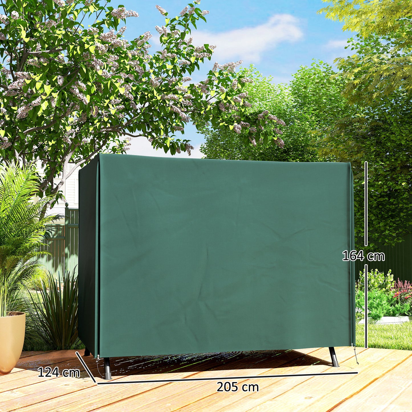 205 x 124cm Three-Seater Swing Chair Protective Cover Deep Green