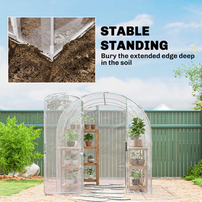 Polytunnel Greenhouse Walk-in Grow House with PE Cover, Door and Galvanised Steel Frame, 3 x 2 x 2m, Clear