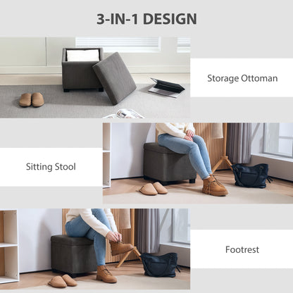 Storage Ottoman Bench, Corduroy Storage Chest Box with Wooden Legs, 40cm Bed End Bench for Living Room, Bedroom, Entryway