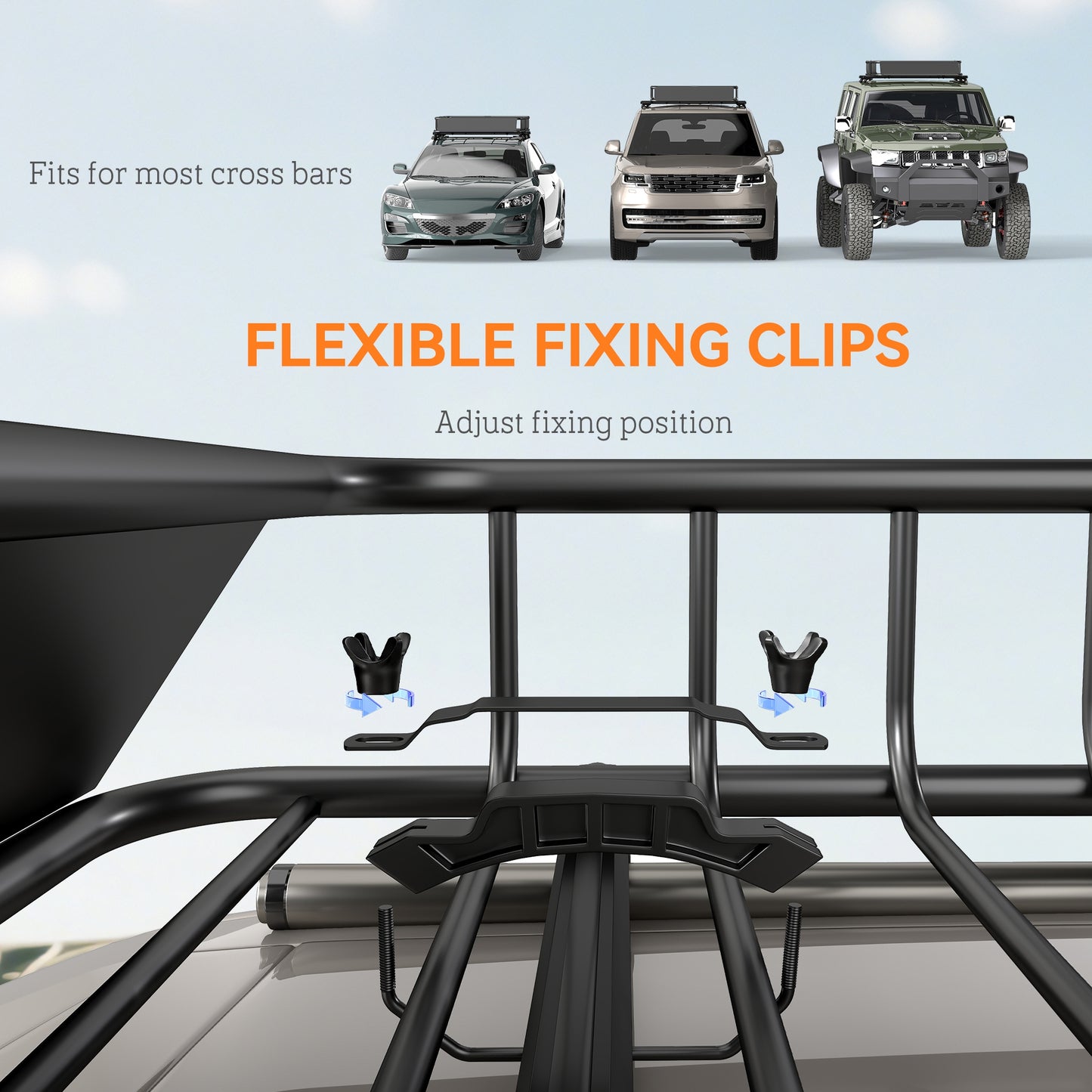 Universal Roof Rack Basket Tray, 90.7 kg Steel Car Rooftop Luggage Cargo Carrier Holder with Wind Fairing