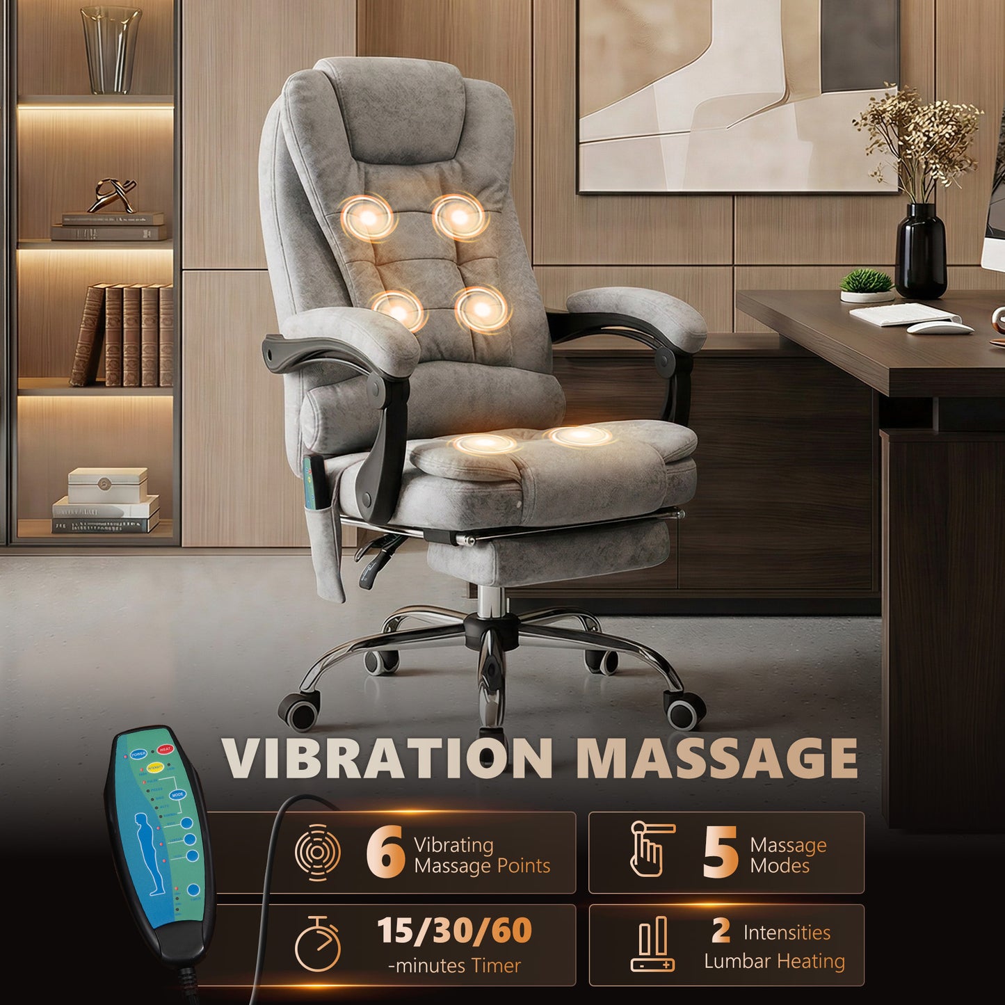 Heated 6 Points Vibration Massage Executive Office Chair