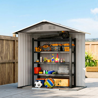 6.5 x 3.5ft Metal Garden Storage Shed - Light Grey