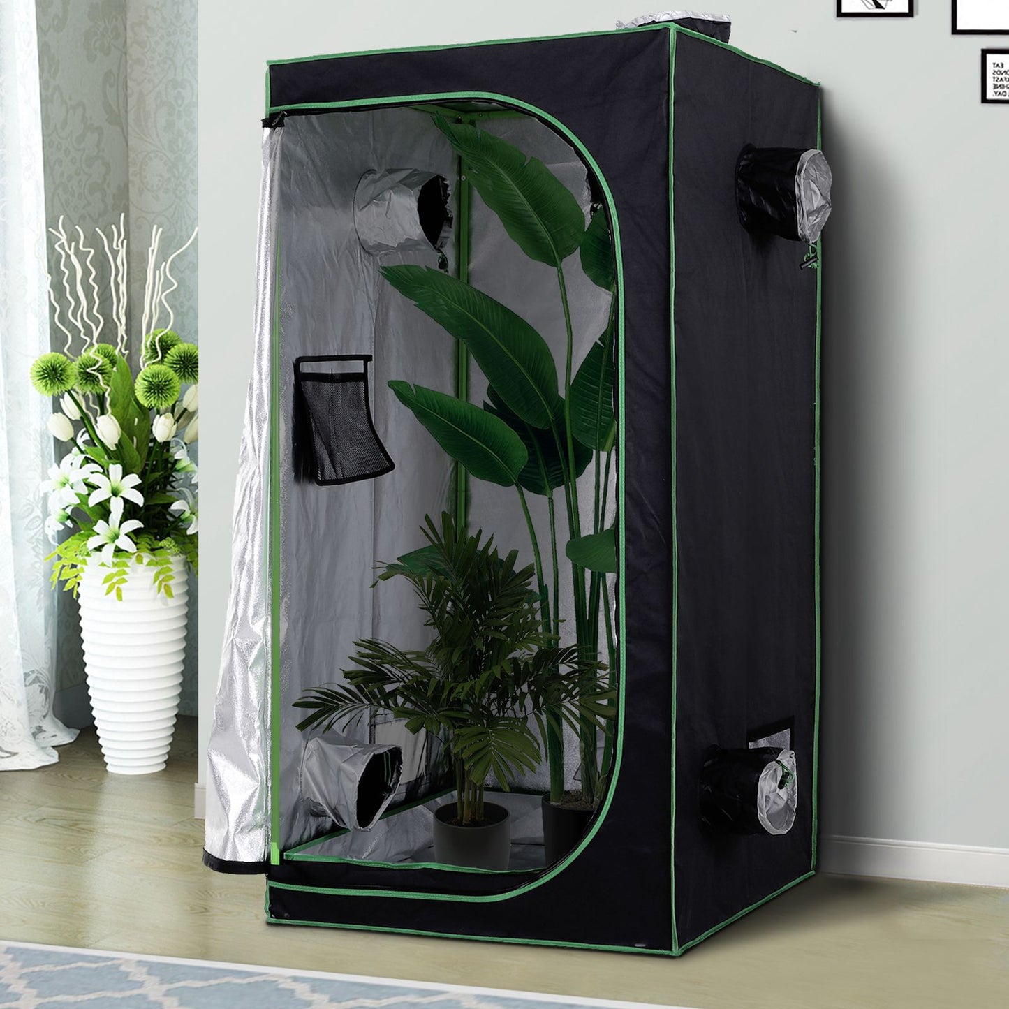 Grow Tent Reflective Mylar Hydroponic with Adjustable Vents and Floor Tray for Indoor Plant Growing