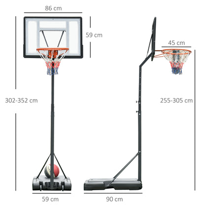 Portable 10ft Basketball Backboard Hoop Set Professional Outdoor Freestanding Basketball Stand