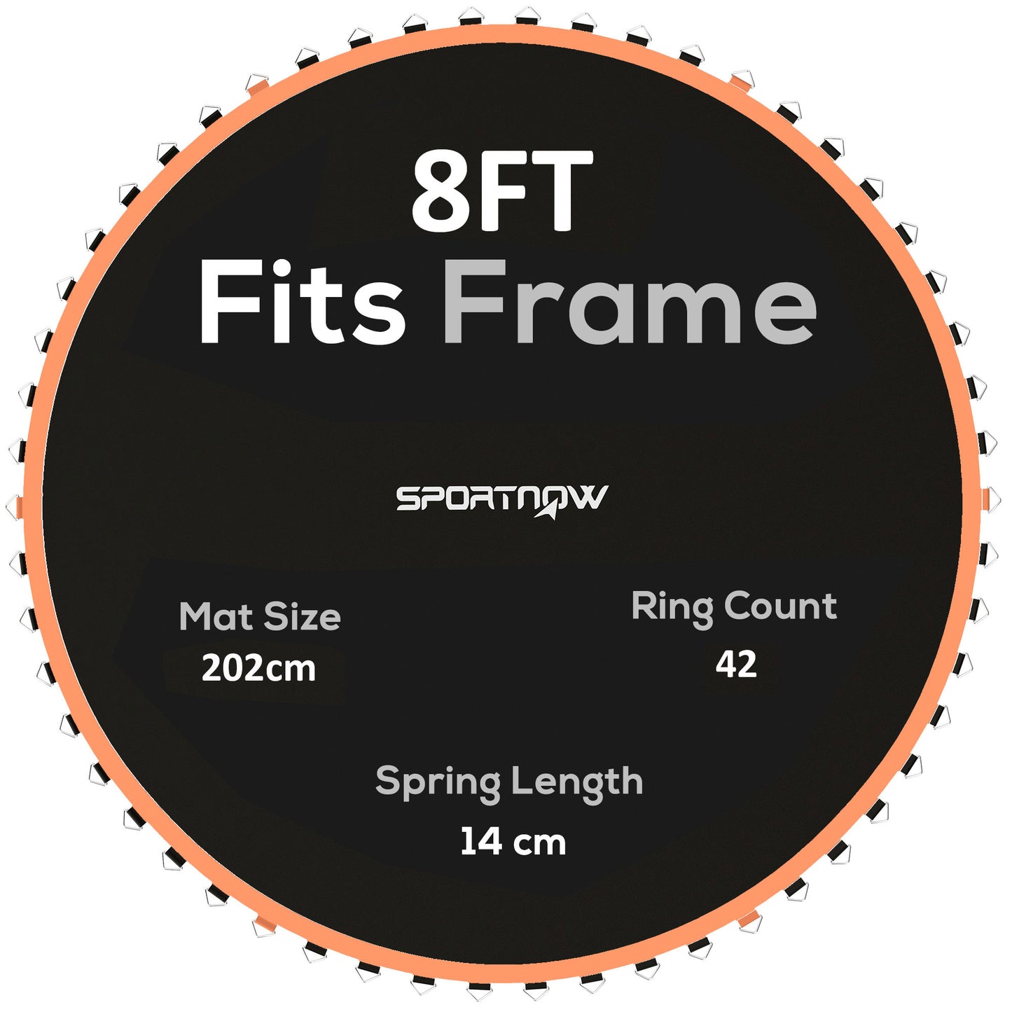 Trampoline Replacement Mat with Spring Pull Tool, 42 V-Hooks, for 8ft Trampoline using 14cm Springs, Orange