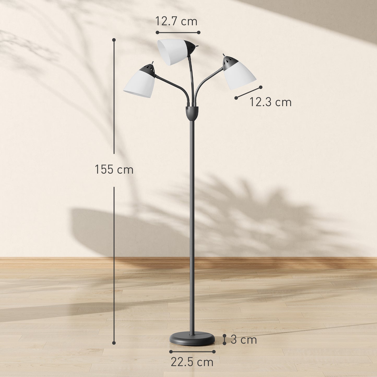 Arc Tree Floor Lamp with 3 Adjustable Rotating Lights and 3000K/4500K/6500K Colour Temperatures