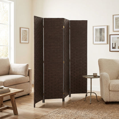 Wave Fibre Freestanding Folding Privacy Screen Panels, Room Divider, Dark Brown