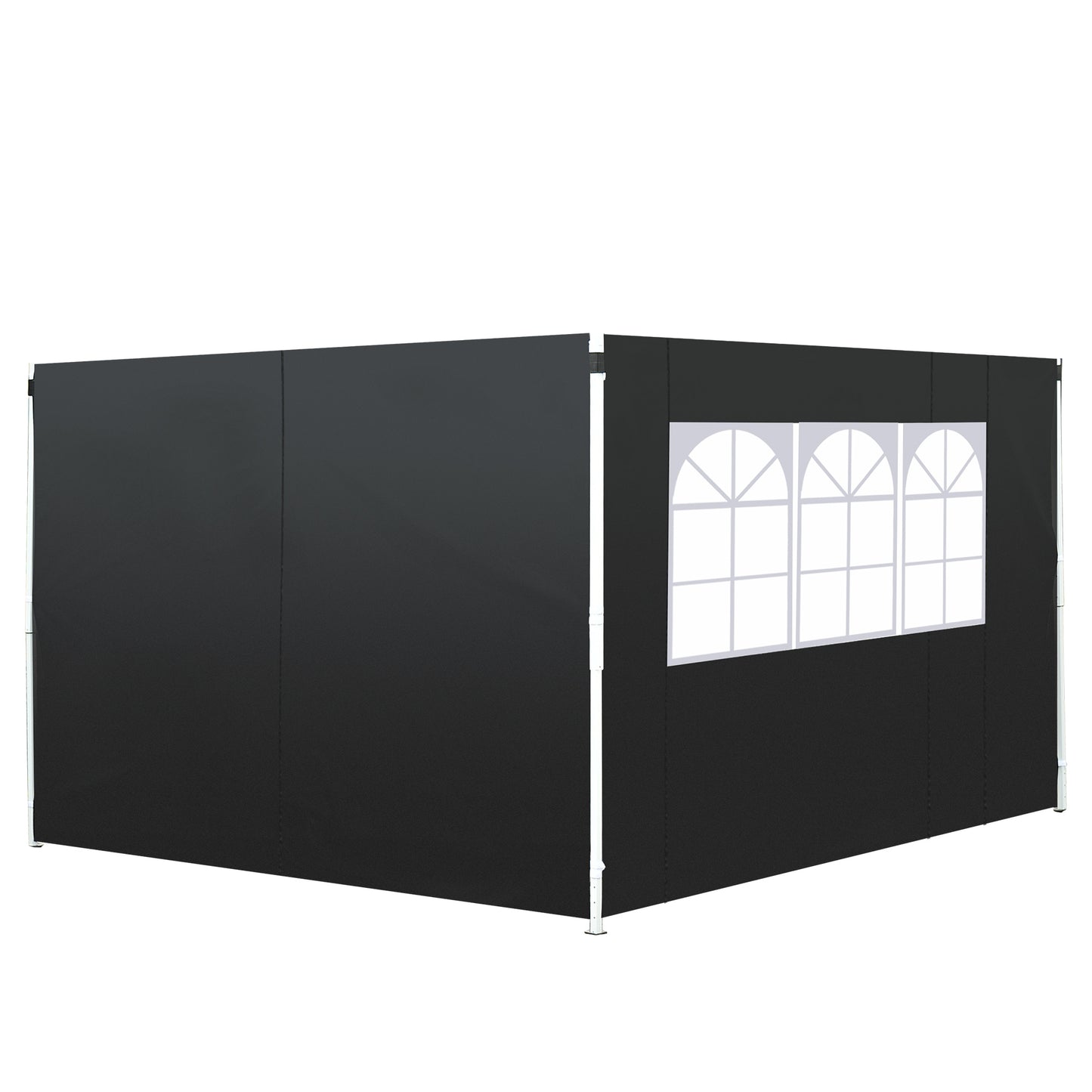 2.95 Meters Gazebo Replaceable Exchangeable Side Panel Wall Panels Walls With Window, Black