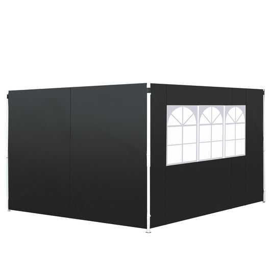 2.95 Meters Gazebo Replaceable Exchangeable Side Panel Wall Panels Walls With Window, Black