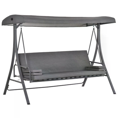 2-in-1 Patio 3 Seater Swing Chair Hammock w/ Cushion Adjustable Canopy Garden
